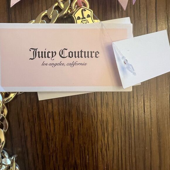 Juicy Couture Gold Tone Chain Link Belt Frontal Juicy Charm Drop Size M/L NWT - Picture 3 of 4